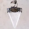 Pendentif Colliers Pierre Naturelle Blanc Cristal Triangle Antique Couleur Argent Couronne Demi Lune Fit Collier Femmes Hommes Guérison Bijoux K694