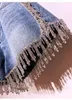 Kvinnor Pants High End Rhinestone fransade midja denim Shorts Flash Wimen's High-End Diamond Tassel Short Jeans 2023