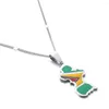 Pendant Necklaces Stainless Steel Guyana Map Flag Necklace Women Girls Guayana Jewelry