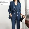 Женские костюмы женские брюки для пиджаки жилеты набор бизнес -набор офисная одежда для работы карьера Blazer Женщина 2023 Высококачественный элегантный стильный