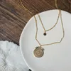 Pendant Necklaces Vintage Multi Layered Women's Star Round Coin 18K Gold Titanium Steel Bohemia Fashion Long Necklace JewelryPendant