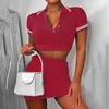 Vestidos de trabalho Sexy Shorts Terno Cropped Justo Suéter de Malha Vestido de 2 Peças Roupas Femininas