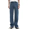 Calça jeans masculina reta listrada azul 230712