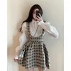 Abiti da lavoro Camicia da donna Mini abito Abito a due pezzi Autunno Vita alta A-line Set Moda coreana Abbigliamento casual Streetwear Q108
