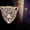 Broches Broches Strass Tête De Léopard Tigre Broche Badge Mens Costume Pull Broches Fête Des Pères Cadeaux Manteau En Métal Épinglette Pour Hommes Acce Dh9Yh