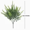 Flores decorativas 5/6/7 Garfo Plantas artificiais Simulação Grama Plástico Samambaias Folhas verdes Planta de flores falsas Decoração de casamento Sala de estar