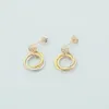 Boucles d'oreilles longues simples en acier inoxydable pour couples Boucles d'oreilles à trois anneaux à trois couleurs