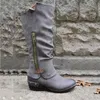 Nuove donne stivali alti al ginocchio inverno stivali punk occidentali scarpe invernali calde cerniera laterale donna stivali da cowboy stivaletti da donna scarpe femminili L230704