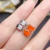 Stud Earrings Opal Rare Mexican Fire Natural Orange Red Solid 925 Sterling Silver Women's Studs