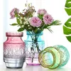 Vasen Nordic Relief Elegante Glasvase Home Decor Blume Transparent für Dekoration Flasche