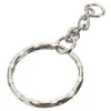 Hela bilnyckelring 50st Keyring Blanks 55mm Silver Tone Keychain Top Quality FOB Split Rings 4 Link Chain Travel Buckle264T