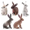 Decorative Objects Figurines 5PCS Cute Simulation Animal Bunny Sculpture Ornaments Garden Lawn Figurines Crafts Farm Rabbit Model Toys Easter Gift for Kids 230712