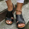 Sandals estate femminile per la piattaforma traspirante zeppe scarpe spiaggia di spiaggia casual colori solidi in pelle peep pieda fibbia chaussure femme#g5