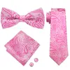 أزياء عالية الأزياء ربطة عنق الوردي الزهور المنسوجة مع أزرار أكمام منديل لبدلة فستان الزفاف رجال LH-0702 D-0379253A