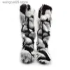 Boots 2022 Women Faux Fur Leg Warmers Women's Fall Leggings Boots Cover Fur Foot Warming Loog Boots Fluffies Lady Boot T230713