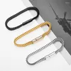 Link Bracelets Classic Trend Tricolor Double Ring Stainless Steel Braided Bracelet For Men Women Hiphop Wristband Jewelry Gift