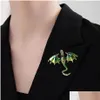 Alfileres Broches Mujeres Vintage Esmalte Dibujos animados Fly Dragon Colgante Hombres Rhinestone Flying Legand Animal Coat Accesorios Broche Pins Drop Dhqtm