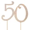 Forniture festive Happy Birthday 50th Cake Topper Crystal Design Number Bling Abbellimento strass