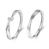 結婚指輪2PCS調整可能な銅メッキプラチナカップルリングメンズ女性フィンガージュエリーバレンタインギフト
