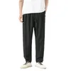 Pantalones de hombre Verano Otoño Cargo Hombres Drapeado Lino Moda Casual Delgado Oversize Retro Algodón Largo High Street Pantalones de chándal