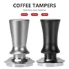 Tampers 51 mm53mm58 mm roestvrijstalen espresso koffie knabbelen poeder Hammer drukken 30 pond Leer geladen koffieware -accessoires 230712