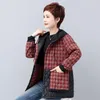 Damenjacken 2023 Frühling Herbst Mode Frauen Langarm Lose Verdicken Warme Einreiher Plaid Baumwolle Liner Casual Mantel C657