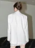 Ternos femininos estilo francês branco tassel flor borla solto terno para mulheres 2023 outono blazer incrustado de diamante