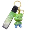 Fashion blogger designer jewelry resin electroplating dazzling graffiti bear keychain bag pendant mobile phone Keychains Lanyards KeyRings wholesale YS39