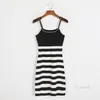 Casual Dresses Gold Chain Spaghetti Straps Sleeveless Dress For Women 2023 Striped Knitted S Mini Vestidos