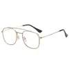 Lunettes de soleil mode 2023 rétro bleu lumière ordinateur lunettes hommes carré Vintage clair faux cadre métal femmes