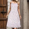 Vestidos casuais verão sexy alça espaguete estampa floral vestido longo feminino doce meninas festa na praia elegante bodycon sling 2023