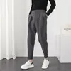 Pantalons pour hommes été hommes couleur unie pendentif Version coréenne jambe droite recadrée mince décontracté tendance beau petit costume