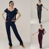 Stage Wear Women Waltz Ballroom Dance Competition Clothes Ruffle Sleeved Latin Top Modern Dancing Leggings Adults Costume 8637