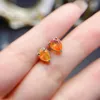 Örhängen Utmärkt Naturlig Klassisk Mexikansk Fire Opal 925 Sterling Silver Päron 7x6mm Dubbar För Dam