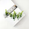 Decorative Flowers 12Pcs/Set Artificial Eucalyptus With Stem 7 Heads Non-withering Po Props Plastic Faux Green Plants Home Decoration