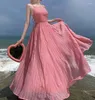 Vestidos casuais 2023 verão feminino férias vestido de verão rosa sexy sem mangas sem costas vestidos de festa boêmio praia vestido de linha robe femme