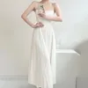 カジュアルドレス韓国スタイルのホワイトイブニングマキシドレス女性