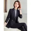 Zweiteilige Hosen für Damen, hochwertiger Stoff, OL-Stile, Herbst-Winter-Frauen-Business-Anzüge mit und Jacken, Mantel, Damen-Büro-Hosenanzüge