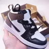 UV 1 1S Mid Kids Basketball Shoes 2023 Toddler Trainers Patent Bred Volt Gold Cactus Flower Dark Mocha Patent Bred Bred Sneakers Size 22-35