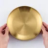 Płytki zestaw obiadowy i naczynia podwójnie izolowany 304 stalowa stalowa płyta Koreańska złota płyta płaska dolna taca owocowa