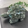 Grande Labradorita Quartzo Cristal Tartaruga Escultura Arte Presente Exclusivo Deslumbrante Natural Espiritual Mineral Espectrólito Pedra Preciosa Tartaruga Espécime de Animal com Rebite nas Costas