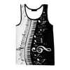 Canotte da uomo 2023 Musica per pianoforte 3D Stampato Gilet da uomo Moda donna Casual Camicie senza maniche Hip Hop Streetwear Magliette oversize