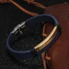 Bangle Punk Titanium Steel Men Bracelet Wrist Band Couple Jewelry Multi Layer Leather Bracelets Casual Pulsera Cuero Hombre