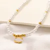 Parure di gioielli Collane con bracciale di perle Designer di marca di lusso Mai sbiadito Collana con ciondolo girocollo in acciaio inossidabile con lettera in acciaio inossidabile Accessori per gioielli a catena