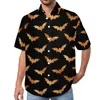 Męskie koszule na co dzień Halloween upiorna koszula plażowa złoty nadruk nietoperza hawajskie męskie bluzki w stylu vintage odzież na zamówienie z krótkim rękawem duże rozmiary