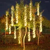 Strings LED Meteor Shower Rain String Lights Waterdicht Tuin Solar Icicle Light Kerstboom Firecracker Fairy Holiday Party