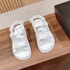 Luxury Designer Genuine Leather hook & loop Sandals Small Fragrant Wind Summer Sandals Womens Flat Bottom 2023 New Thick Sole Premium Roman Shoes Size 35-41+BOX