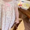 Girl Dresses 2-6Years Girls Summer 2023 Korean Fashion Kids Flying Sleeve Princess Dress Cute Floral Baby Cotton