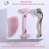 Dispositivos para el cuidado de la cara Rodillo de cuarzo rosa Masajeador Herramienta Piedra natural Jade Microneedle Spatula Skin Kit Box 230712