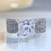 Clusterringen Europees en Amerikaans Vierkant 8 Zircon Ring Persoonlijkheid Mosan Diamond Wish Wedding Women's